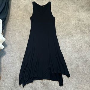 Luukaa Black Viscose Maxi Sleeveless Dress Asymmetrical Hem size 12